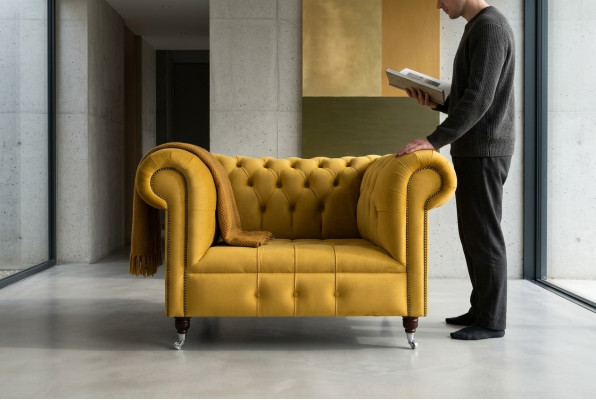 Chesterfield Design Sofa Fotel Kanapa Luksus Tapicerka Tekstylna Kanapy Fotelik