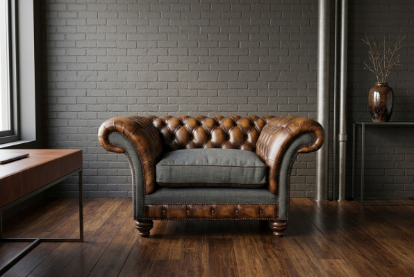 Chesterfield Projekt tkaniny Kanapa Fotel 1,5-osobowa Sofa pokojowa Nowy Klub