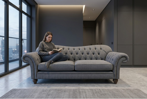 Sofa 4 miejsce do siedzenia Projekt kanapy Chesterfield Siedziba Ustawić Skórę Włókienniczą Podkładka Nowość