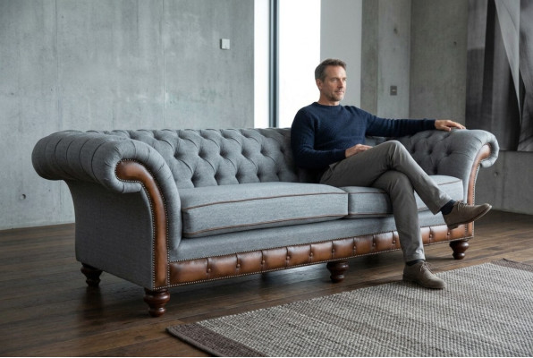 Sofa skórzana Chesterfield Sofa materiałowa Sofa Podkładka Salon Wykonane na miarę
