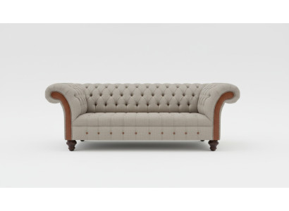 Szara kanapa trzyosobowa Chesterfield Podkładka Design Sofa Modern 3 osobowa