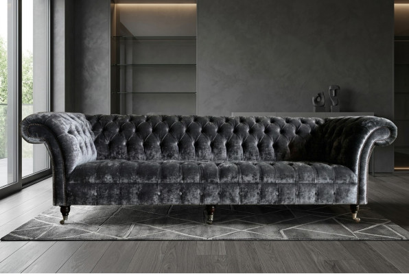 Designerska sofa Chesterfield Szary Luxury Couch Sofa 4 miejsce do siedzenia Material Sofa