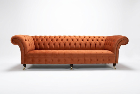 Sofa Podkładka Chesterfield Włókienniczy Sofy Design Luksusowe Sofy Skórzane 4 miejsce do siedzenia 265cm