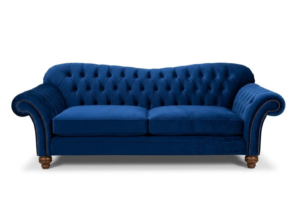 Design Sofa 4 miejsce do siedzenia Sofa Włókienniczy Podkładka Blue Classic Sofas Chesterfield Nowość