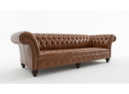 Kanapa Brown Chesterfield Skóra 4 miejsce do siedzenia xxl Duża Sofa Kanapy Duża Nowa Podkładka