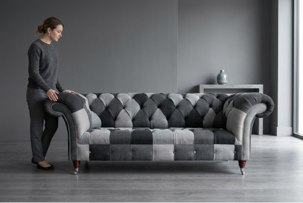 Sofa 3 miejsce do siedzenia Projekt kanapy Chesterfield Siedziba Ustawić Skórę Włókienniczą Podkładka Nowość