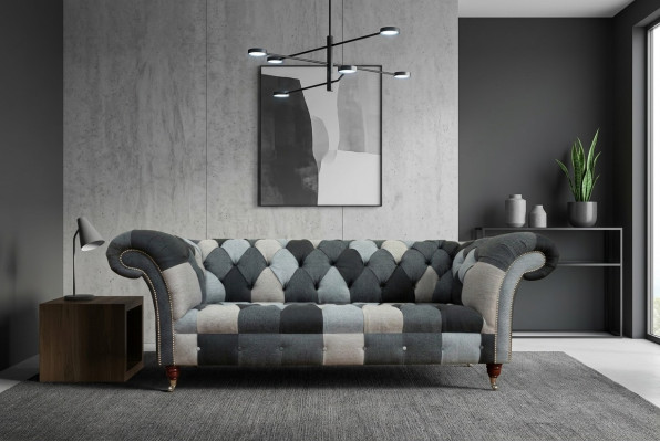 Sofa 3 miejsce do siedzenia Projekt kanapy Chesterfield Siedziba Ustawić Skórę Włókienniczą Podkładka Nowość