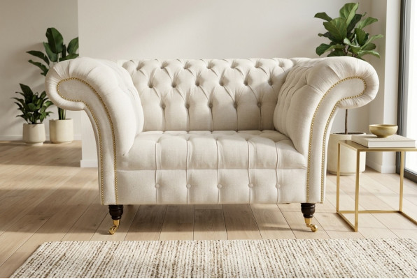 Fotel Kanapa Tapicerka Sofa Tkanina Chesterfield Kanapy 1,5 Os. Fotel Jednoosobowy Biały
