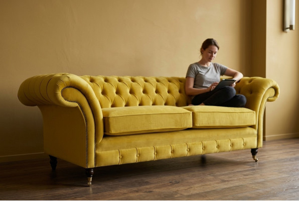 Chesterfield 3 miejsce siedzące Designerska Sofa Kanapa Podkładka Sofy Kanapy Materiał Włókienniczy Nowość