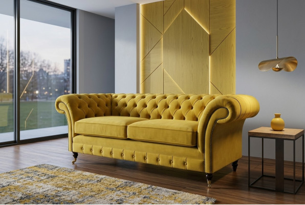 Chesterfield 3 miejsce siedzące Designerska Sofa Kanapa Podkładka Sofy Kanapy Materiał Włókienniczy Nowość