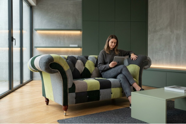 Designerska Sofa Chesterfield 2 miejsce do siedzenia Podkładka Sofy Materiał Sofy do salonu