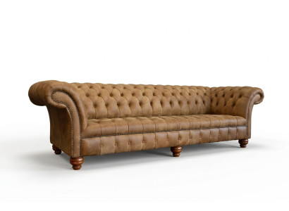 Chesterfield Brown Couch Sofa Podkładka 4 miejsce do siedzenia Kanapy Siedziba Ustawić
