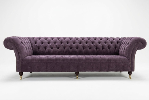 Fioletowy Chesterfield Luxury Couch Sofa Podkładka 4 miejsce siedzące Kanapy Siedziba Ustawić