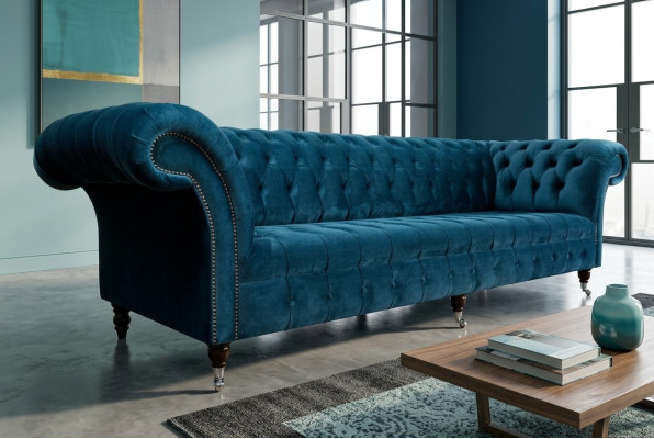 Design Chesterfield Zestaw sofowy 4 miejsce do siedzenia Material Couch Sofa Podkładka Sofy 265cm
