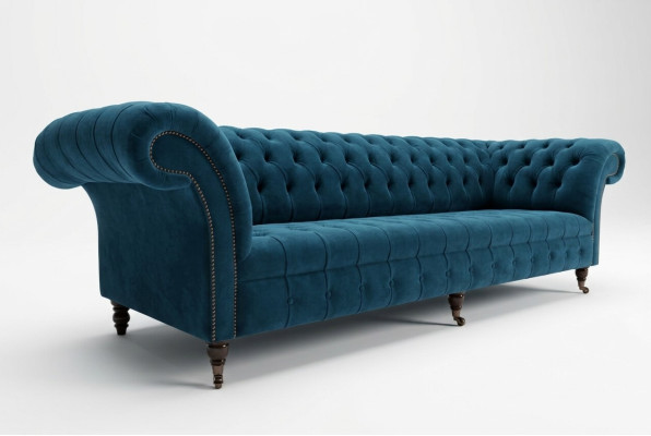 Design Chesterfield Zestaw sofowy 4 miejsce do siedzenia Material Couch Sofa Podkładka Sofy 265cm