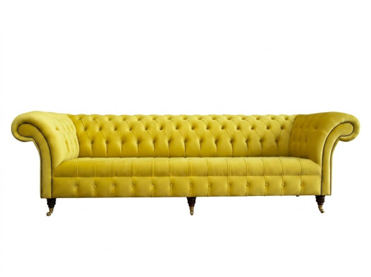 Design Sofa 4 miejsce do siedzenia Podkładka Luxury Classic Włókienniczy Chesterfield Sofas Couch