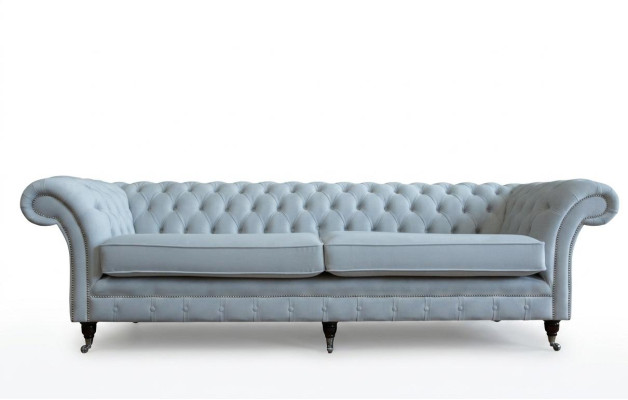 Szary Chesterfield 4 miejsce do siedzenia Podkładka Couch Modern Style Aksamit Włókienniczy Material Sofa