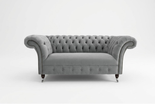 Chesterfield Luksusowa 2-osobowa kanapa tapicerowana z tkaniny, nowa sofaście meble w komplecie