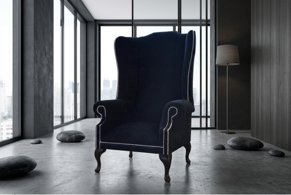 Fotel 1-osobowy relaksacyjny Chesterfield pokryty tkaniną welurową do nowego kanapy sofy do salonu.