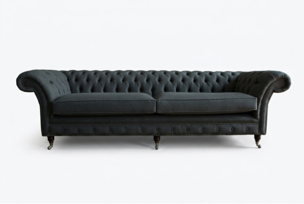 Oryginalna Chesterfield Włókienniczy Skóra Sofa Kanapa Podkładka Duża Poduszka Siedziska Szara 265cm