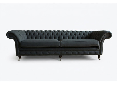 Oryginalna Chesterfield Włókienniczy Skóra Sofa Kanapa Podkładka Duża Poduszka Siedziska Szara 265cm