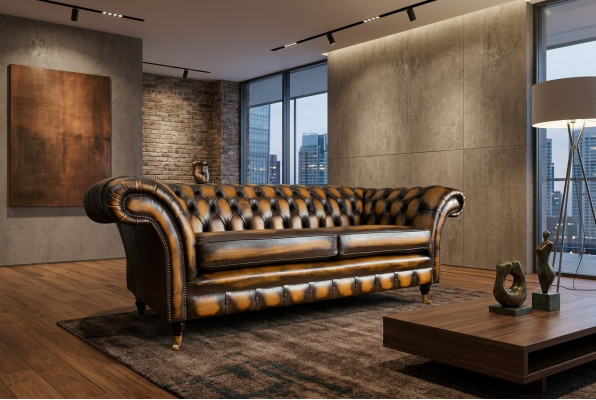 Noble Chesterfield Brown Trzyosobowa Luksusowa Podkładka Kanapy Designerskie Sofy