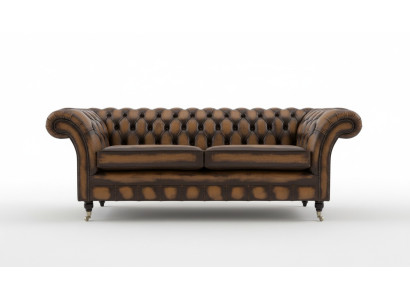 Noble Chesterfield Brown Trzyosobowa Luksusowa Podkładka Kanapy Designerskie Sofy