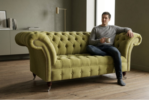 Zielona sofa Kanapa Chesterfield Meble tapicerowane Tkanina Skóra Kanapy Nowe