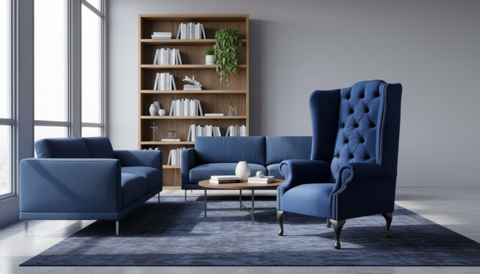 Chesterfield fotel z podłokietnikami Fotel Sofa Relaks Tapicerka Projektant Sofy Królewski Niebieski