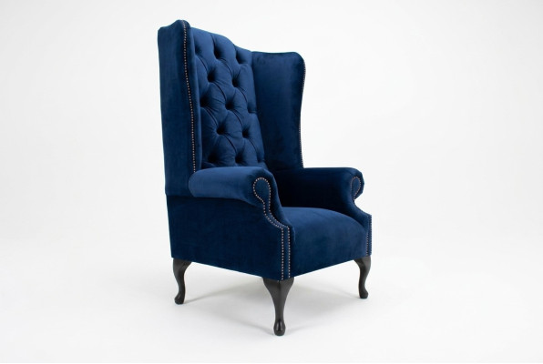 Chesterfield fotel z podłokietnikami Fotel Sofa Relaks Tapicerka Projektant Sofy Królewski Niebieski