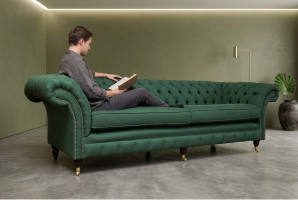 Sofa Button Chaesterfield Sofy 4 miejsce do siedzenia Sofa Podkładka Materiał Meble do salonu