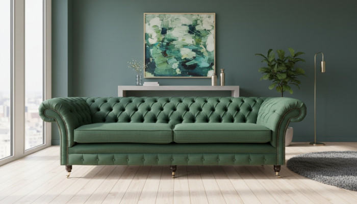 Sofa Button Chaesterfield Sofy 4 miejsce do siedzenia Sofa Podkładka Materiał Meble do salonu