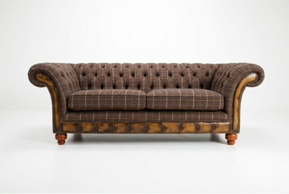 Sofa Classic Chesterfield 3 miejsce do siedzenia Design Sofy Podkładka Kanapy Skóra Brown