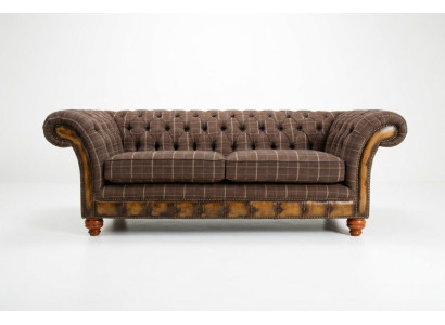 Sofa Classic Chesterfield 3 miejsce do siedzenia Design Sofy Podkładka Kanapy Skóra Brown