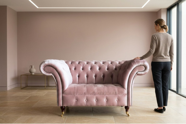 Fotel pokrycie Meble Chesterfield Różowy Sofa Tekstylia Skóra Materiał Sofa Jednoosobowa