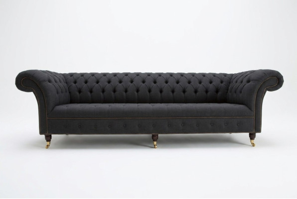 Czarna Chesterfield Włókienniczy Skóra Sofa Kanapa Podkładka Duża poduszka na siedzisko xxl 265cm
