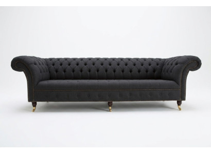 Czarna Chesterfield Włókienniczy Skóra Sofa Kanapa Podkładka Duża poduszka na siedzisko xxl 265cm