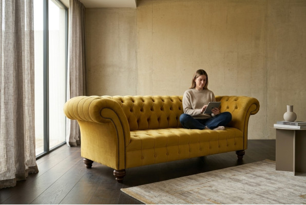 Projektant Chesterfield Zestaw sofowy Sofa Kanapa Podkładka Zestaw z Aksamitu 4-częściowy.