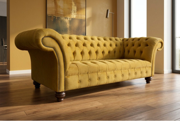 Projektant Chesterfield Zestaw sofowy Sofa Kanapa Podkładka Zestaw z Aksamitu 4-częściowy.