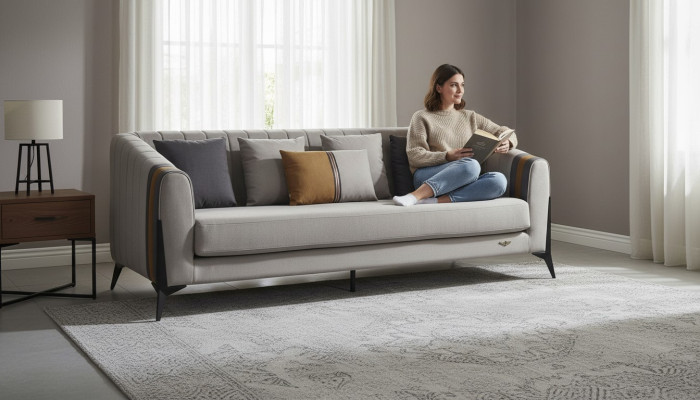 Klasyczna 3 miejsce do siedzenia designerska sofa Podkładka sofy kanapy Skóra trzyosobowa