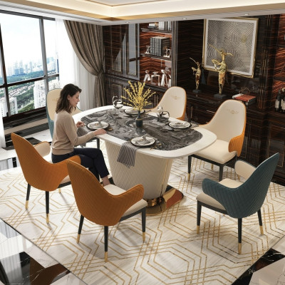 Design Stół obiadowy Skóra Kamień Tabela Nowoczesne stoły do ​​jadalni Meble 160x90 stoły
