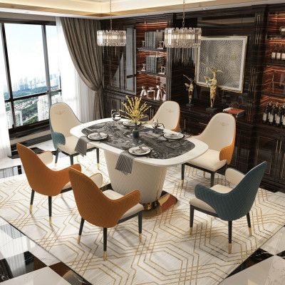 Design Stół obiadowy Skóra Kamień Tabela Nowoczesne stoły do ​​jadalni Meble 160x90 stoły