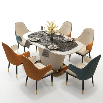 Design Stół obiadowy Skóra Kamień Tabela Nowoczesne stoły do ​​jadalni Meble 160x90 stoły