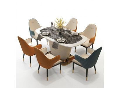 Design Stół obiadowy Skóra Kamień Tabela Nowoczesne stoły do ​​jadalni Meble 160x90 stoły