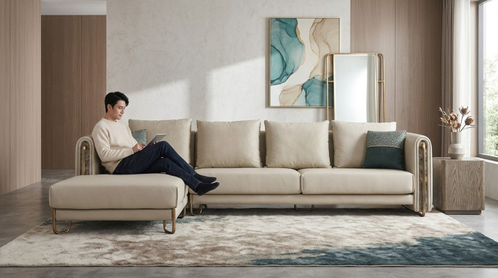 Sofa Kanapa Podkładka Ustawić Żywy krajobraz Design Narożnikowa kanapa Skóra L kształt