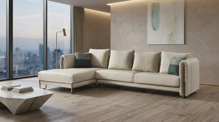 Sofa Kanapa Podkładka Ustawić Żywy krajobraz Design Narożnikowa kanapa Skóra L kształt