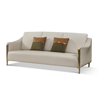 Sofa skórzana Włókienniczy Materiał 3 miejsce do siedzenia Couch Design Siedziba Podkładka Ustawić trzyosobową