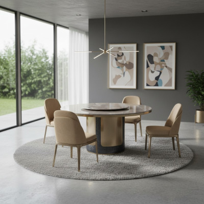Design Drewno Tabela Okrągły Stół obiadowy Okrągłe Stoły do ​​jadalni 135cm Deco Luxury Class