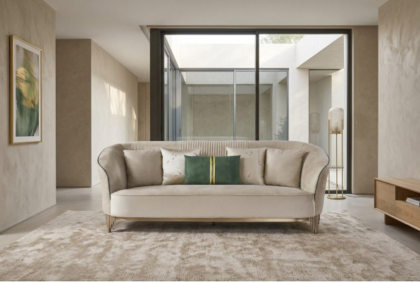 Trzyosobowa 3 miejsce do siedzenia Designerska Sofa Podkładka Sofy Kanapy Materiał Włókienniczy Skóra