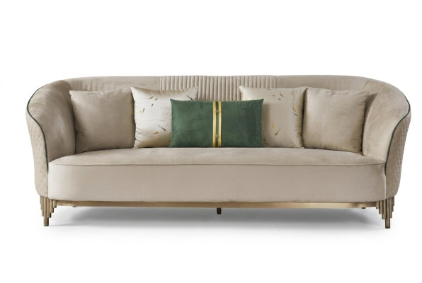 Trzyosobowa 3 miejsce do siedzenia Designerska Sofa Podkładka Sofy Kanapy Materiał Włókienniczy Skóra